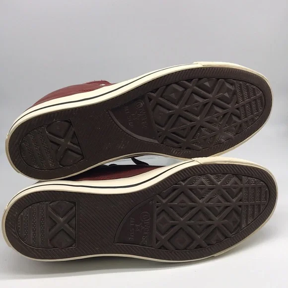 Converse All Star Street Hi Terra Red Leather Sneakers Men 8 Women 10 - Picture 9 of 9